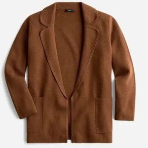 J Crew Reimagined Eloise Wool Blend Sweater Blazer Brown Open Front Extra Small